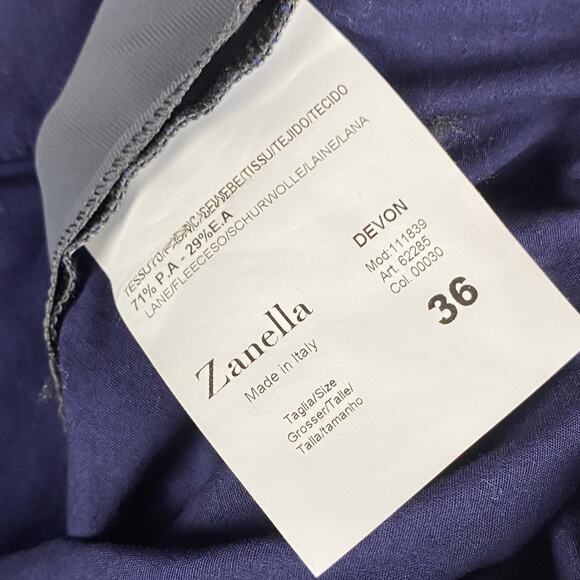 Zanella Active Devon Dress Pants Mens 36x28 Gray/Navy Performance Wool Blend - Picture 8 of 15